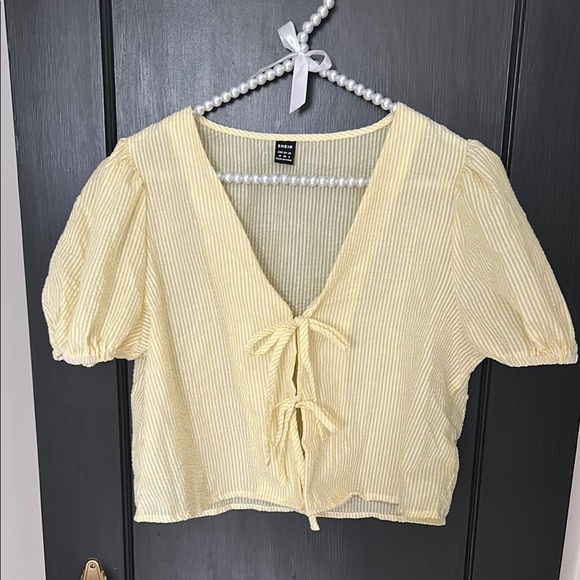 SHEIN Tops - SHEIN Yellow Puff Sleeve Two Piece Set